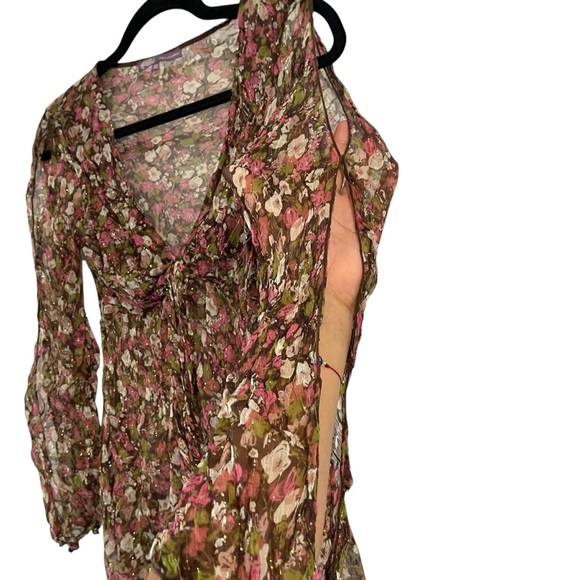 Hale Bob Silk Sheer Y2K Floral Long sleeve Blouse Size XS - Picture 4 of 9